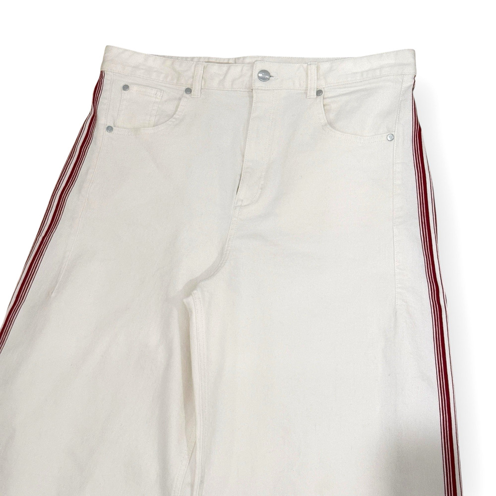 Anthropologie Pilcro Dishtowel Stripe Mid-Rise Wide-Leg Jeans Womens 32 Ivory - Picture 4 of 13